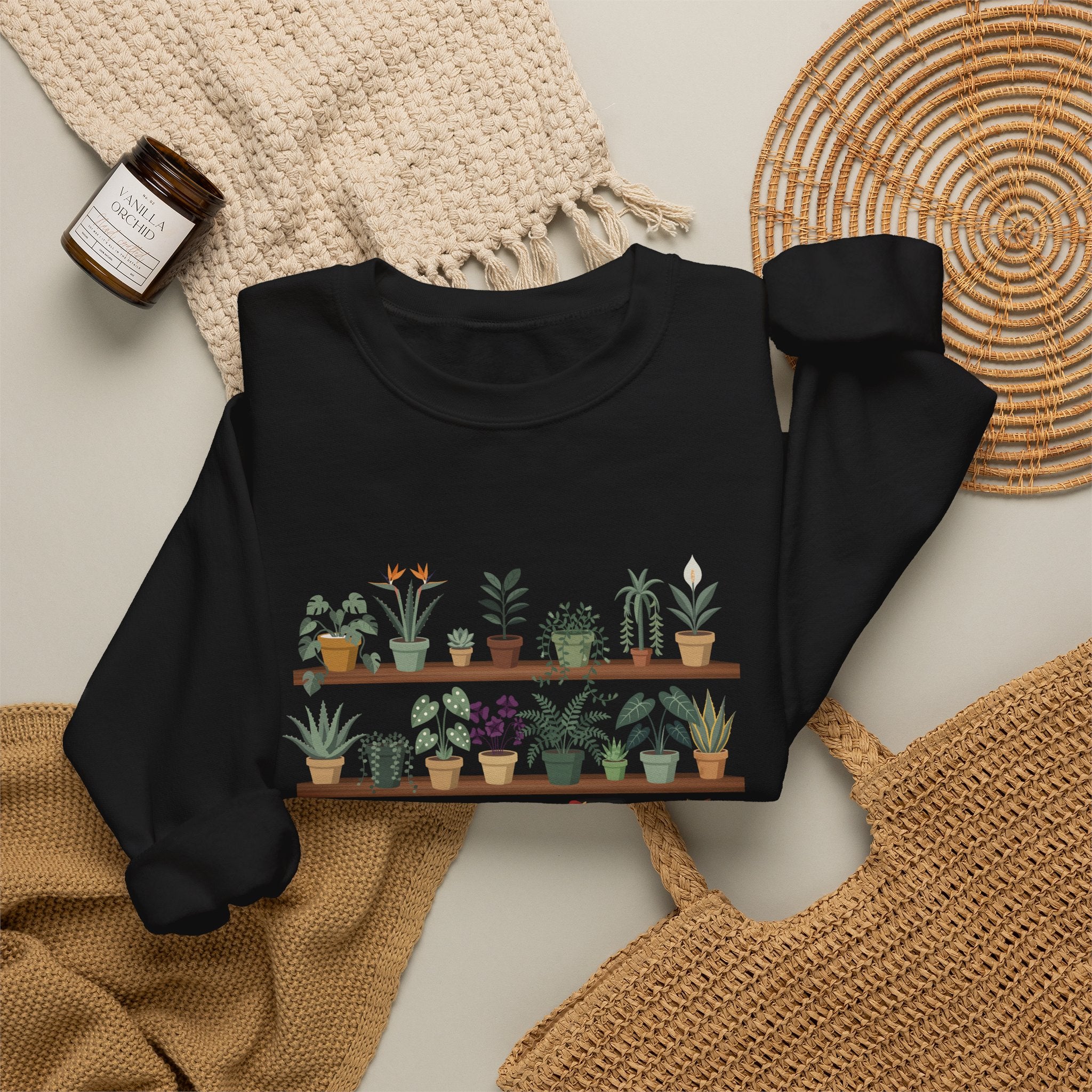 Plant Shelf Crewneck Sweatshirt — Indoor Plant Lover Graphic