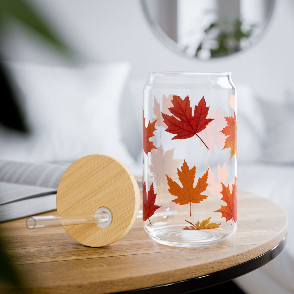 Autumn Maple Leaves Sipper Glass | 16oz