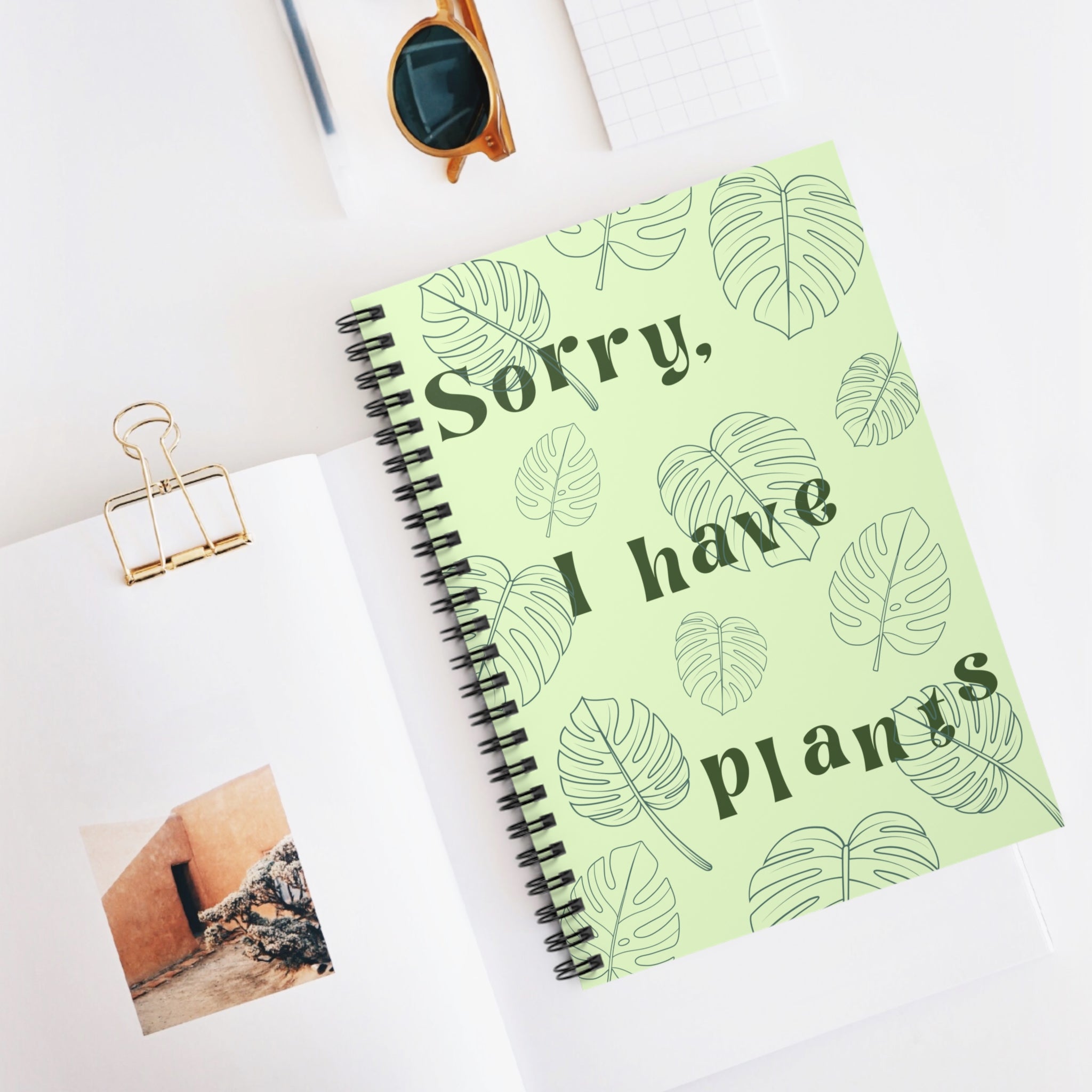 Sorry I Have Plants spiral notebook | ruled journal, plant lover stationery