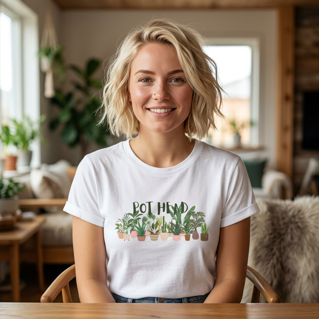 "Pot Head" Potted Plants Graphic Shirt