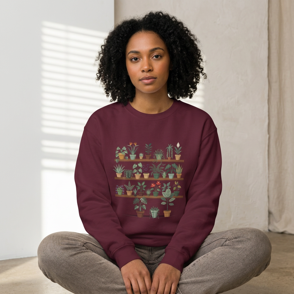 Plant Shelf Crewneck Sweatshirt — Indoor Plant Lover Graphic