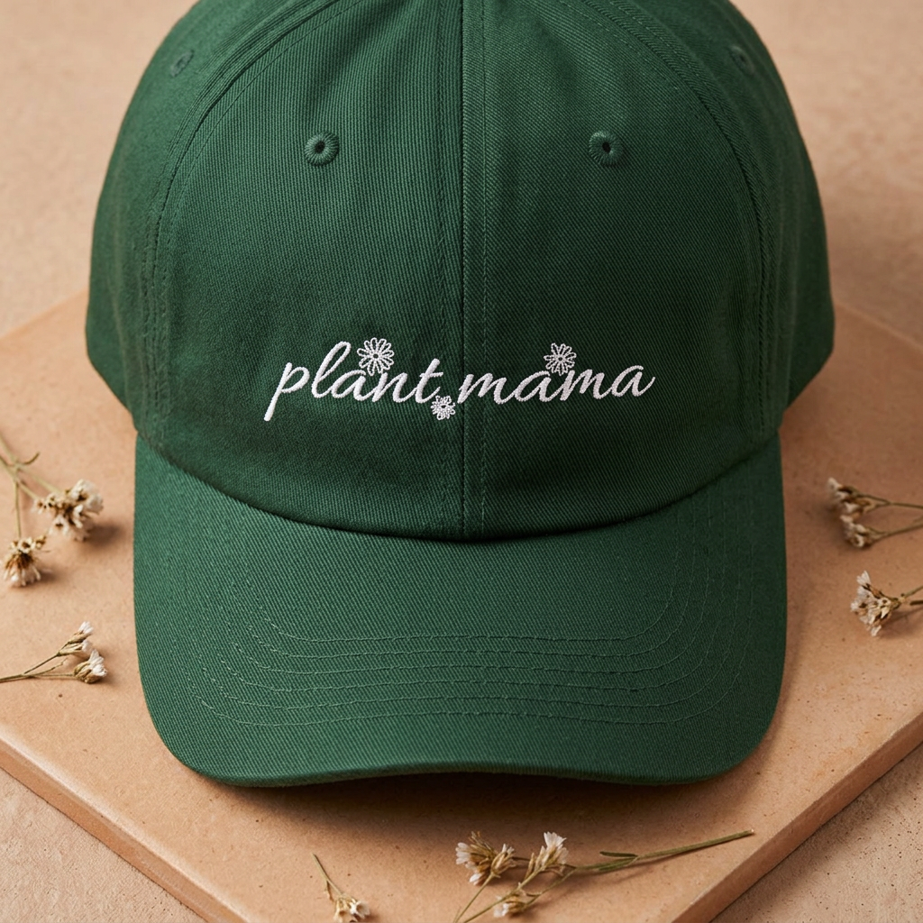 Plant Mama Cap — Embroidered Green Baseball Hat for Plant Lovers