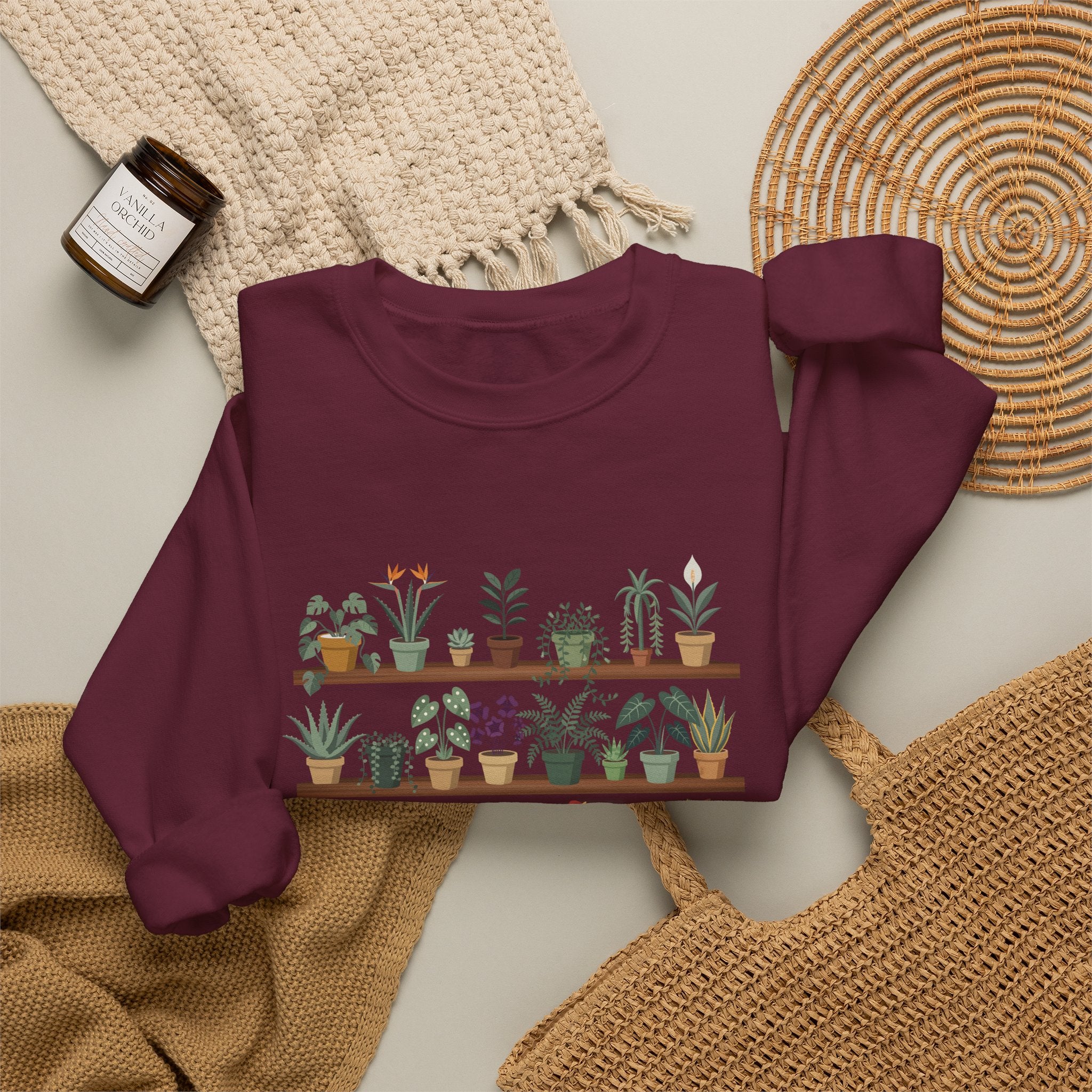 Plant Shelf Crewneck Sweatshirt — Indoor Plant Lover Graphic