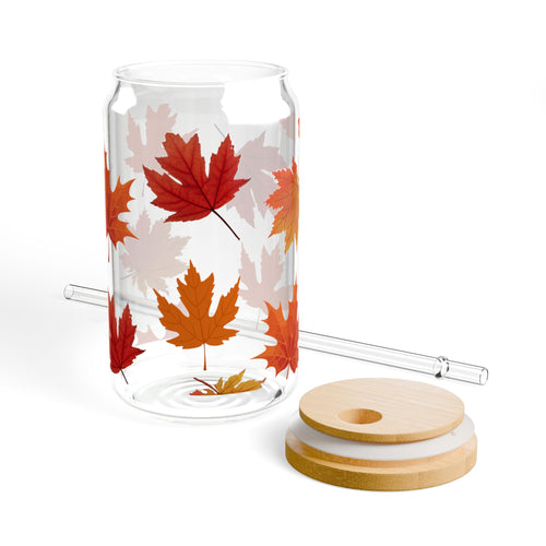 Autumn Maple Leaves Sipper Glass | 16oz