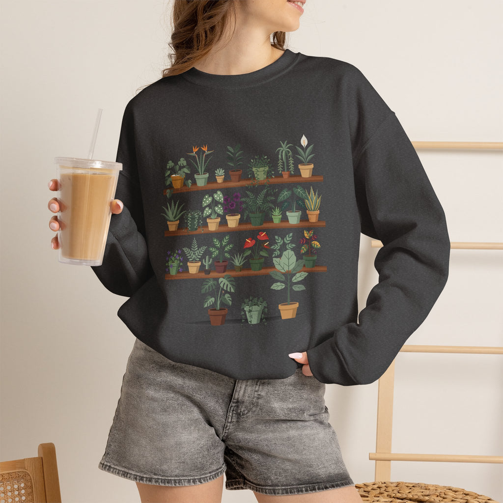 Plant Shelf Crewneck Sweatshirt — Indoor Plant Lover Graphic